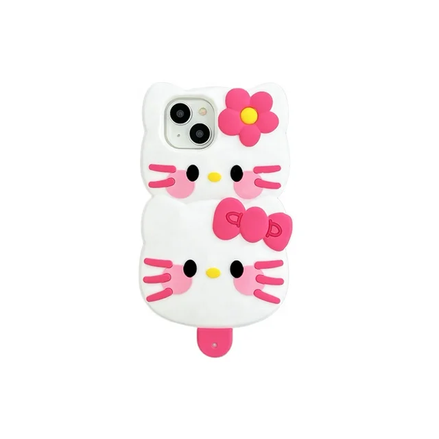 3D Fashion Cartoon Stack KT Cat Ice Cream Silicone Shell Shockproof Protective Phone Cover Case For iPhone 11 12 13 14 15 Pro Ma