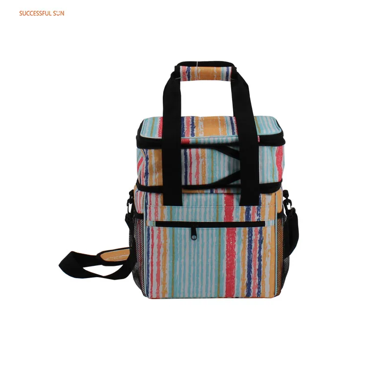 product customized double compartment insulated lunch cooler bag for men and women with shoulder strap medium cooler bag-5