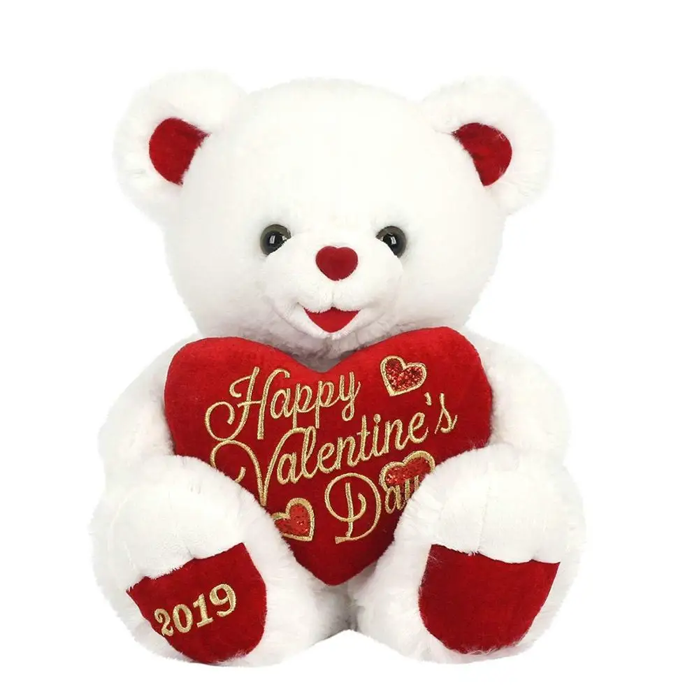 Customize Cute Love Heart Stuffed Toy Soft Red Valentine Plush Teddy Bear With Valentines T 7095