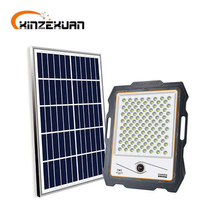 New design smart camera control waterproof ip65 100w 200w 300w 400w outdoor solar led flood light