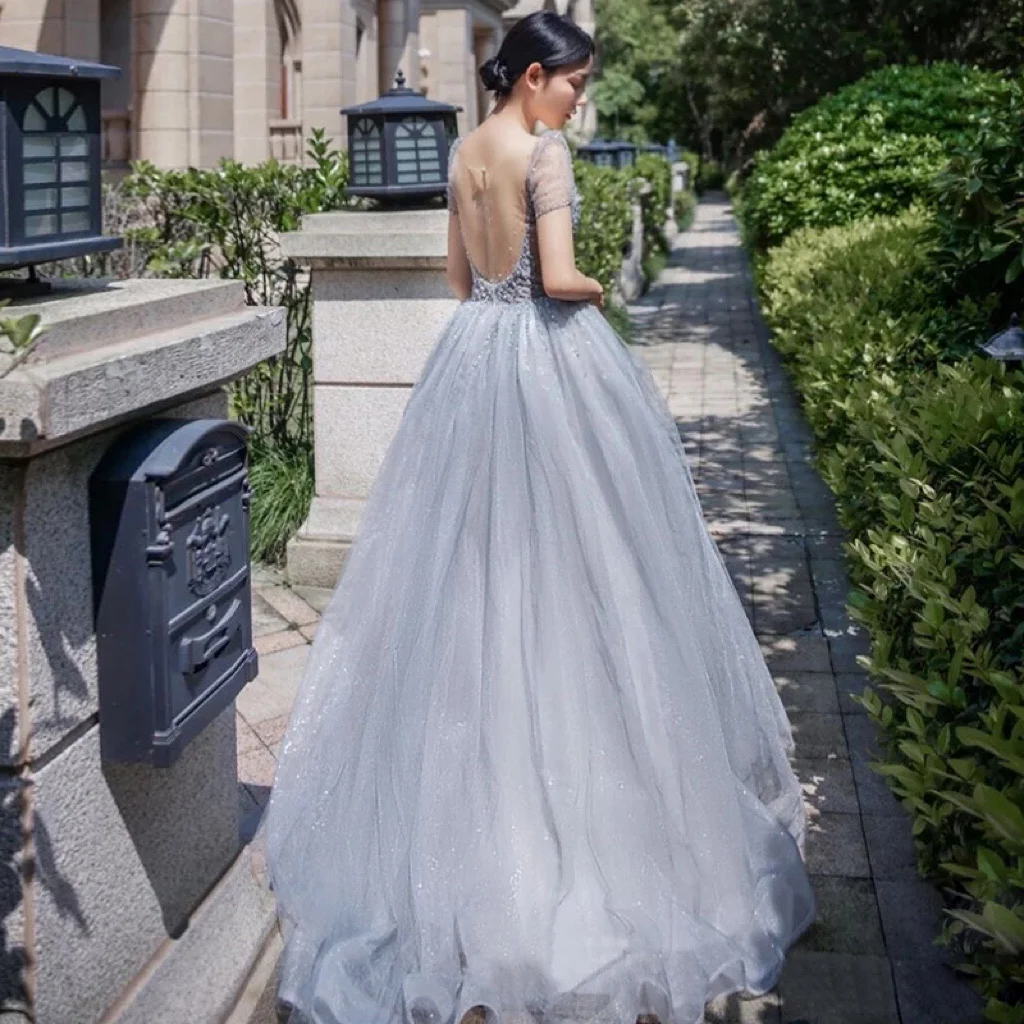 Коктейльные платья трапециевидного силуэта, коктейльные платья на молнии с блестками и круглым вырезом, очаровательные вечерние платья для свадьбы, новинка, 2022