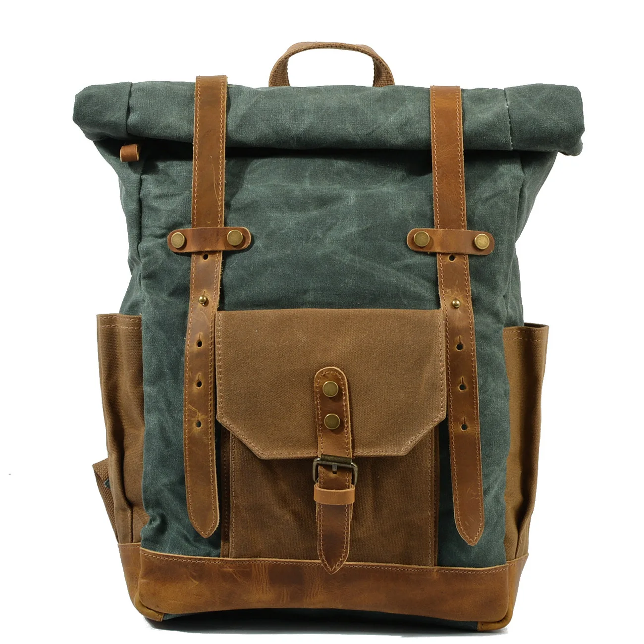 Vintage Waxed Waterproof Canvas Rucksack Outdoor Travel Hiking Backpack Computer Bag Large Capacity Leisure Ladies Backpacks