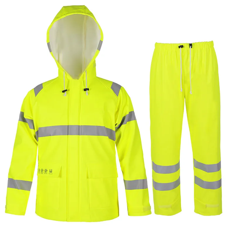 OEM hi vis yellow reflective raincoat