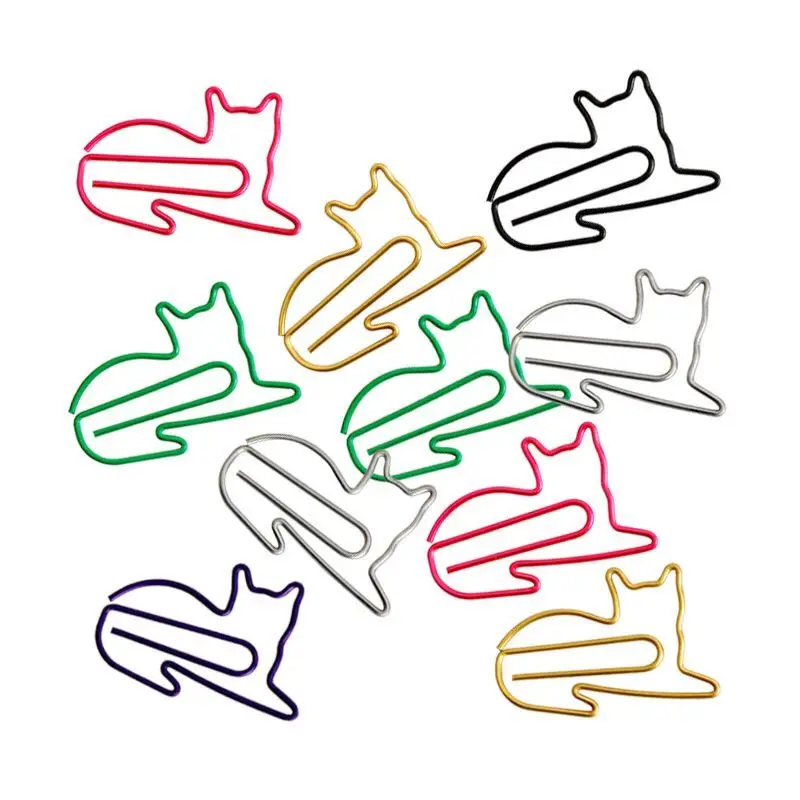 Custom Metal Clips cat Shapes Promotional Gifts PET Coated Iron Wire animal paper clips