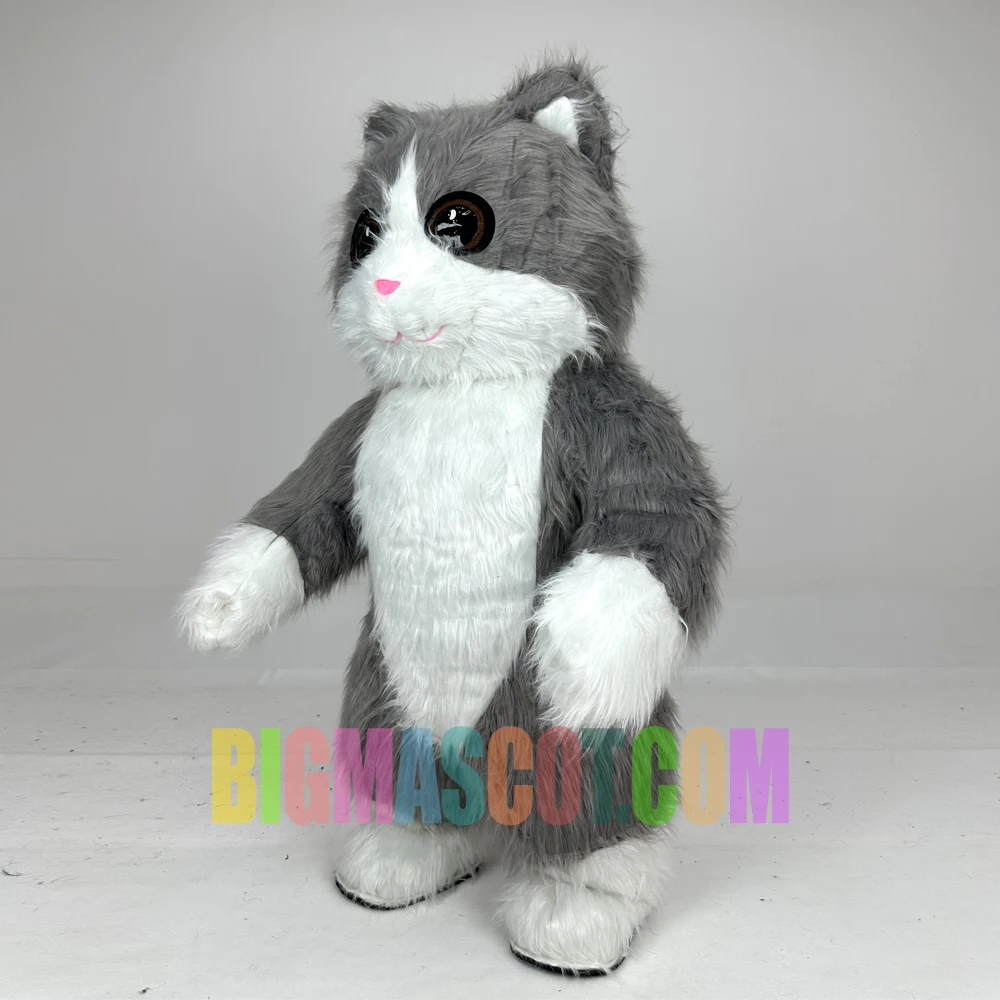 Happy Sky Adult Gray Cat Inflatable Mascot Costume for Stage Performance Unisex Cartoon Animal Cosplay Easter/Halloween Party