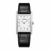 Reloj cuadrado de cuero con esfera árabe blanca