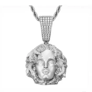 High quality hip hop jewelry pendant 925 sterling silver with VVS moiss diamond medusa pendant men and women