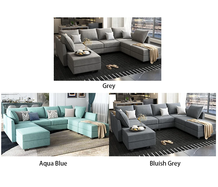 Living Room Sofa Couch Modern U Shape Modular Sectional Sofa With