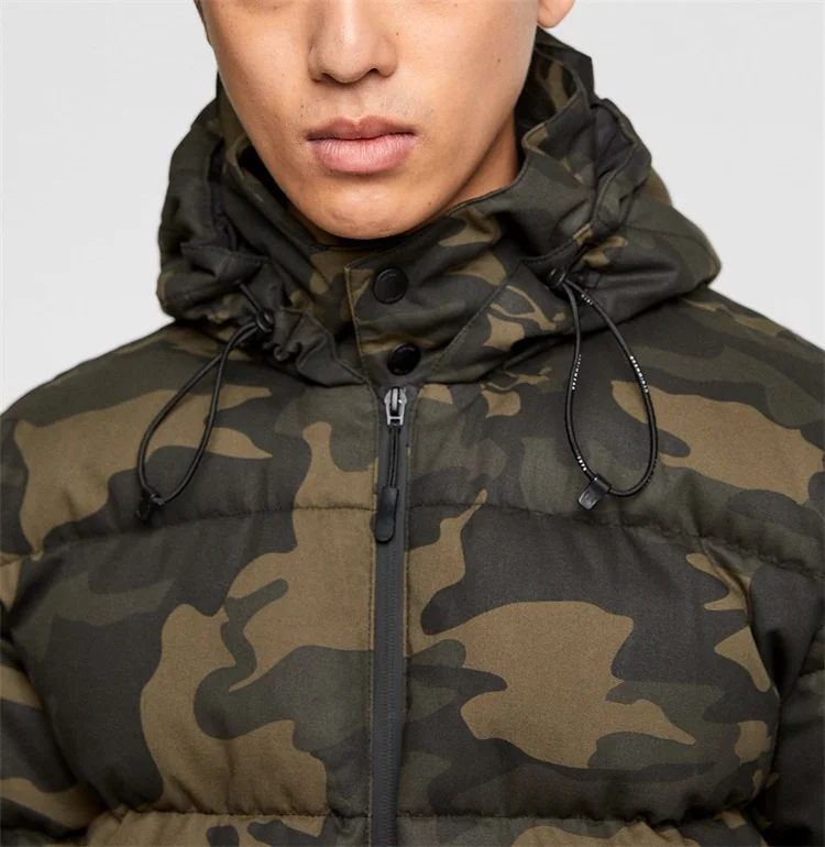 Custom Windbreaker Bubble down Camo Puffer Jackets for Men