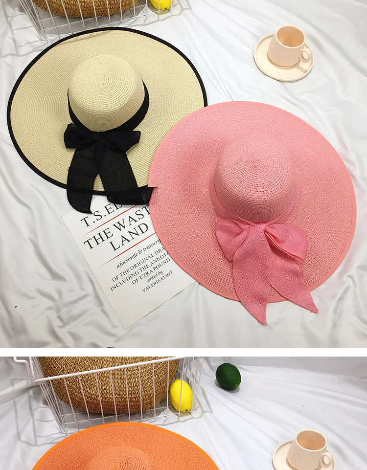 女士夏帽优雅的蝴蝶结草帽女性海滨度假折叠式遮阳帽upf50遮阳帽女式遮阳帽 Buy 女士夏季帽子 草帽妇女 假期可折叠太阳帽