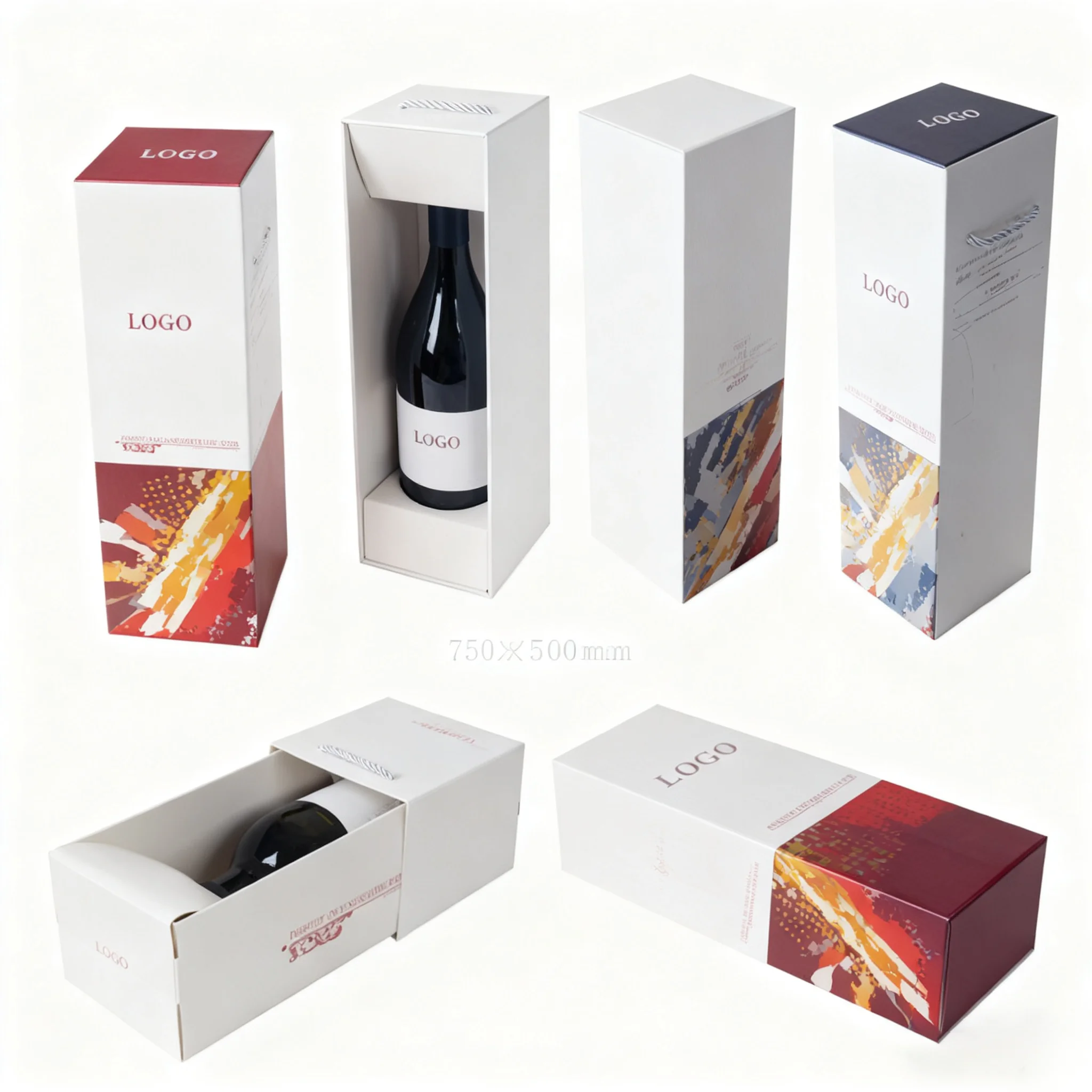 product custom eco friendly recycled materials red wine gift box set double weddings logo digital printing art paper wine-2