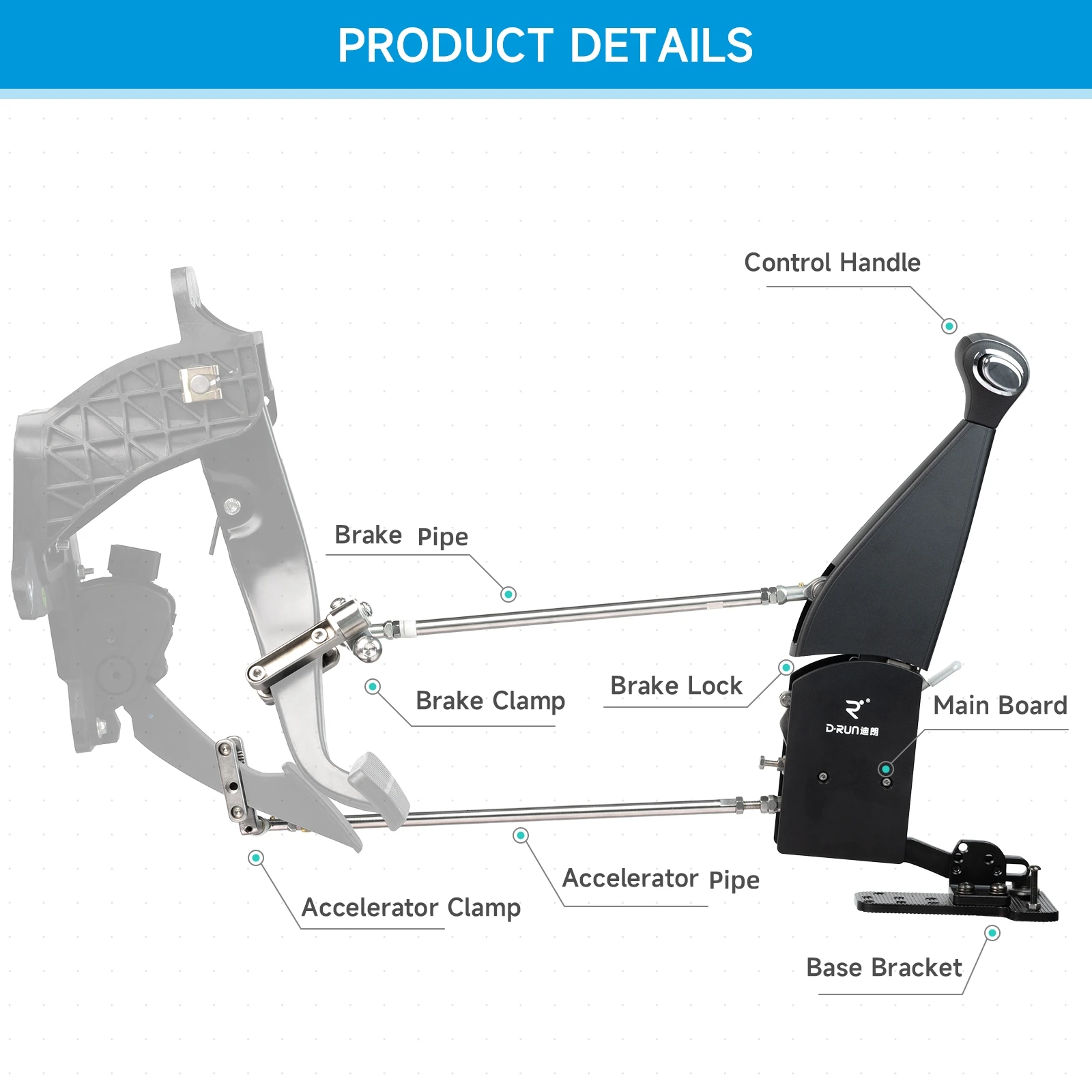 Handicap Hand Control for Disabled Drivers Car Driving Assistance Push Pull Control Brake Throttle