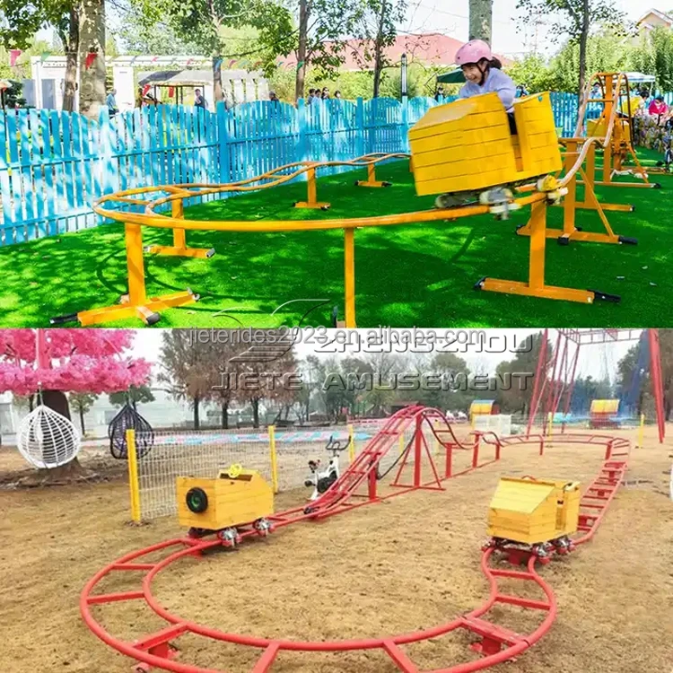 Good cheap kids playground unpowered ride on garden backyard roller coaster for parent-child relationship