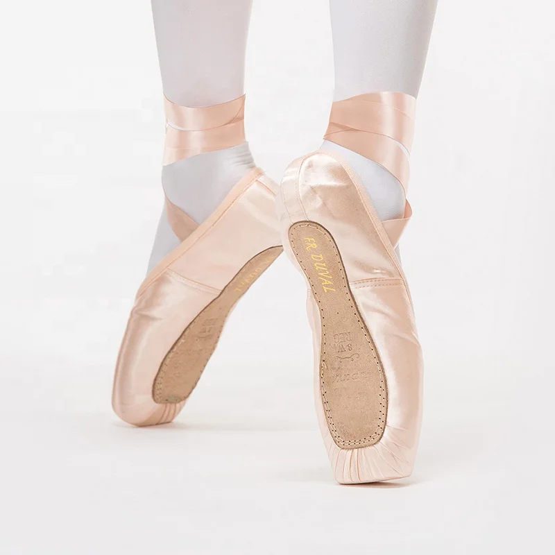E5026 02 Professional Satin Leather Sole Ballet Pointe Shoesfor Adult