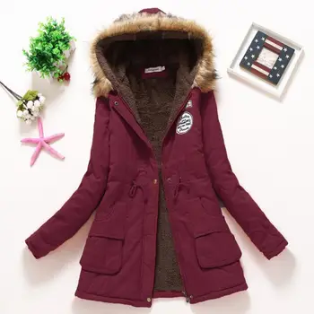 2022 Winter Plus Size Women's Coats Thicken Puffer Coat Warm Fleece Lined Parka Jacket with Fur Hood