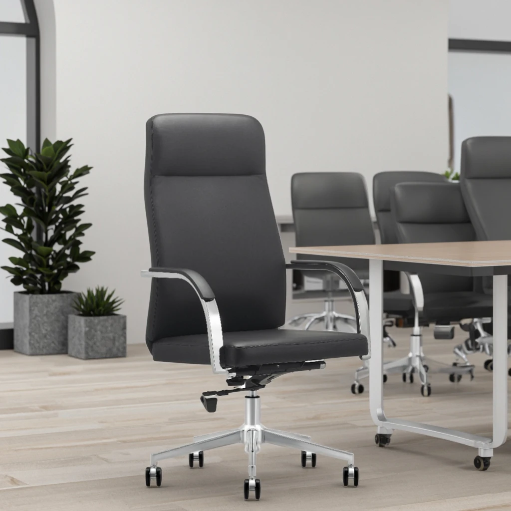 Ergonomic Conference Chair Waterfall Seat Edge Steel Reinforced Arms Height Adjustable Business Furniture 2