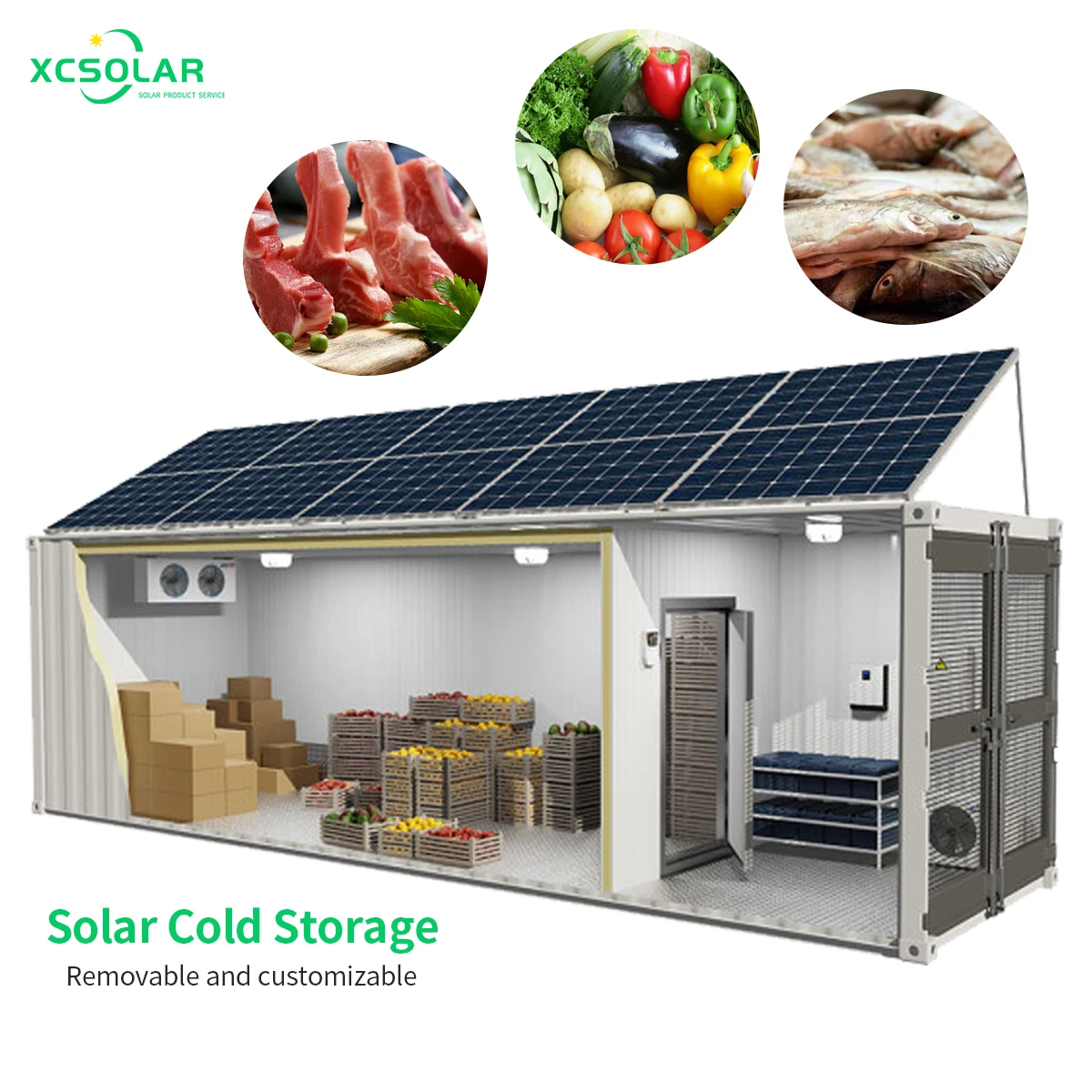 Solar Photovoltaic System 50KW 100KW 300KW 500KW 1MW 2MW Solar Powered Cold Room For Fish And Meat