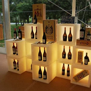 Rechargeable RGB Lighting Bar Square Waterproof PE Wine Ice Bucket for Bar Hotel Home Restaurant Party Use