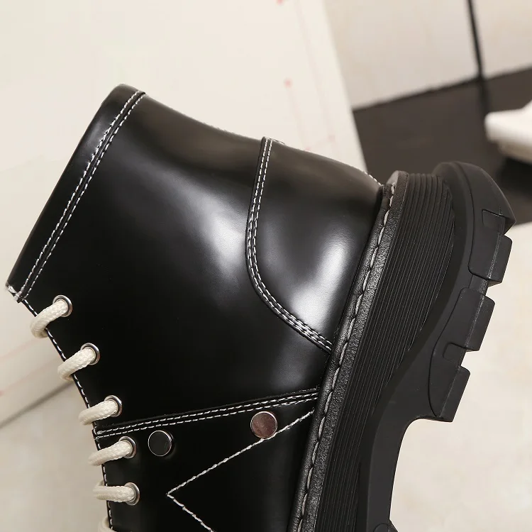 Women Oxford Shoes Black Oxford High Tops Platform Women Casual Shoes Lace Up Fashion Sneakers