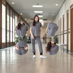 Factory Customized Women's Medical Scrub Uniforms & Nursing Sets Stretchy Woven Fabric Polyester/Rayon/Spandex OEM Service