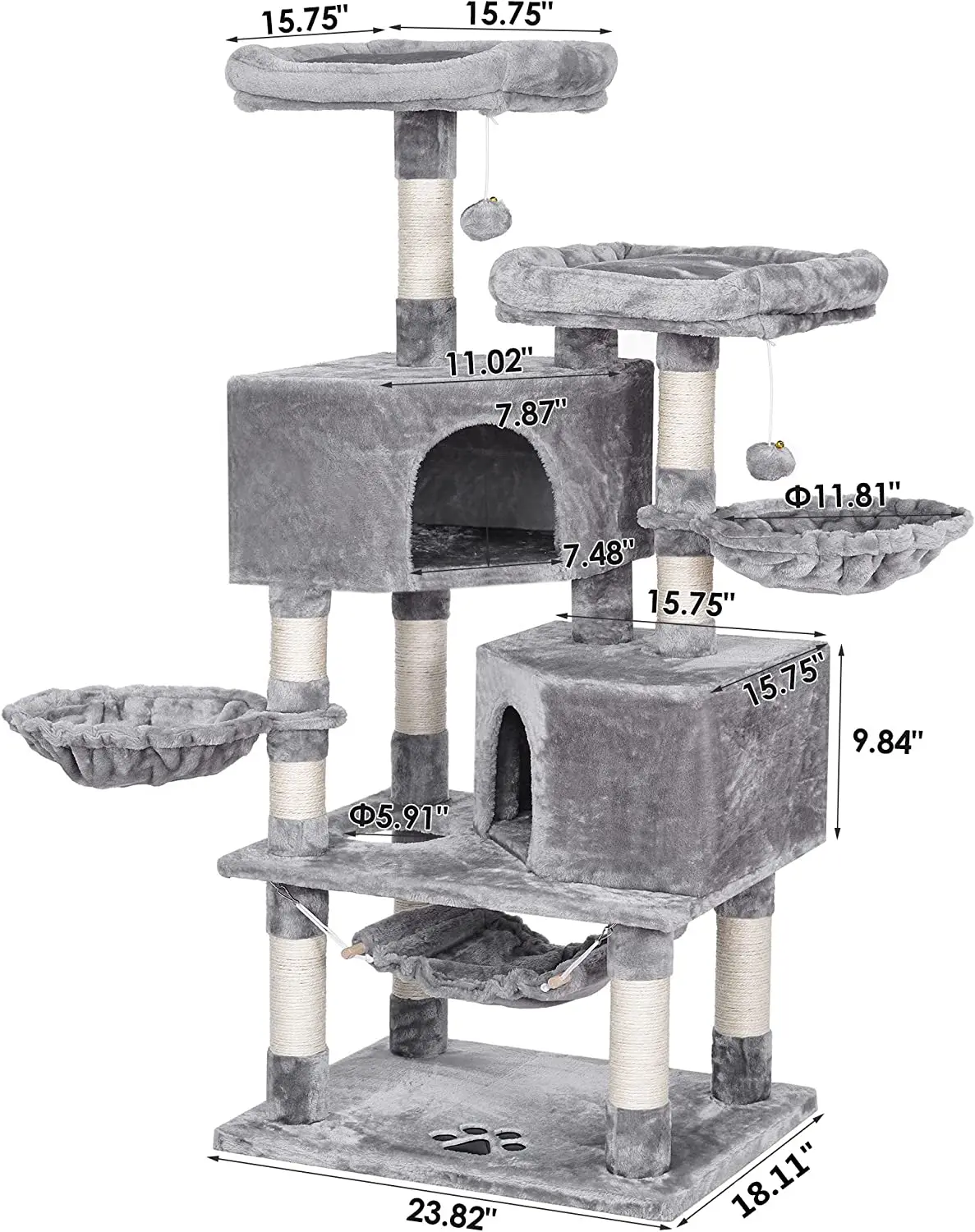 Multilevel Cat Tree For Indoor Cats Large Tower Cat Condo With Sisal