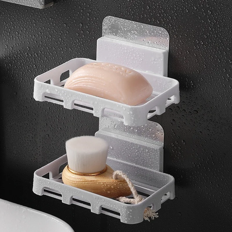 Creative TracelessSoap Holder Traceless Wall Mounted Soap Dish Bathroom Square Soap Box factory