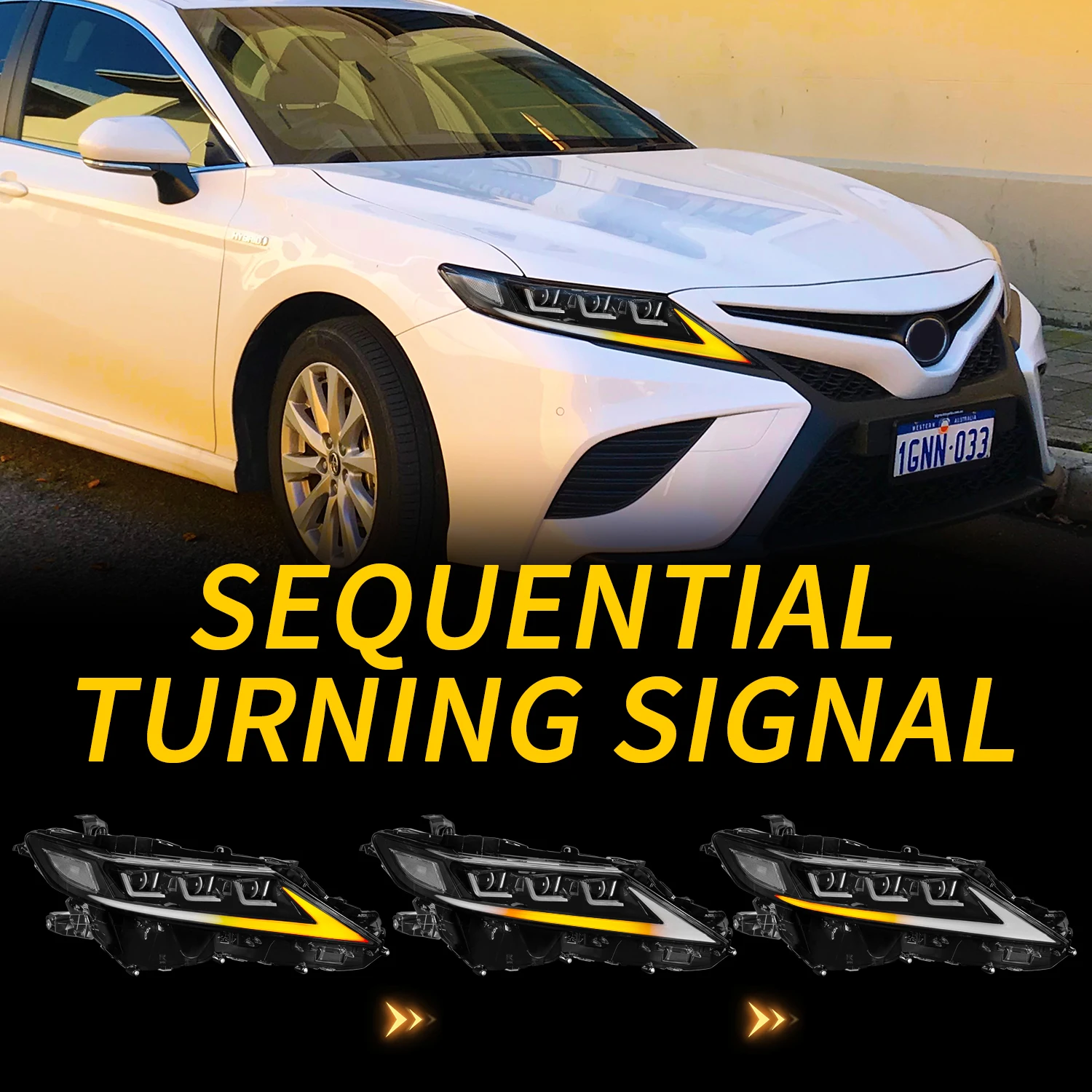 Archaic Full LED Camry 3 Projectors DRL for Toyota 2018-2023