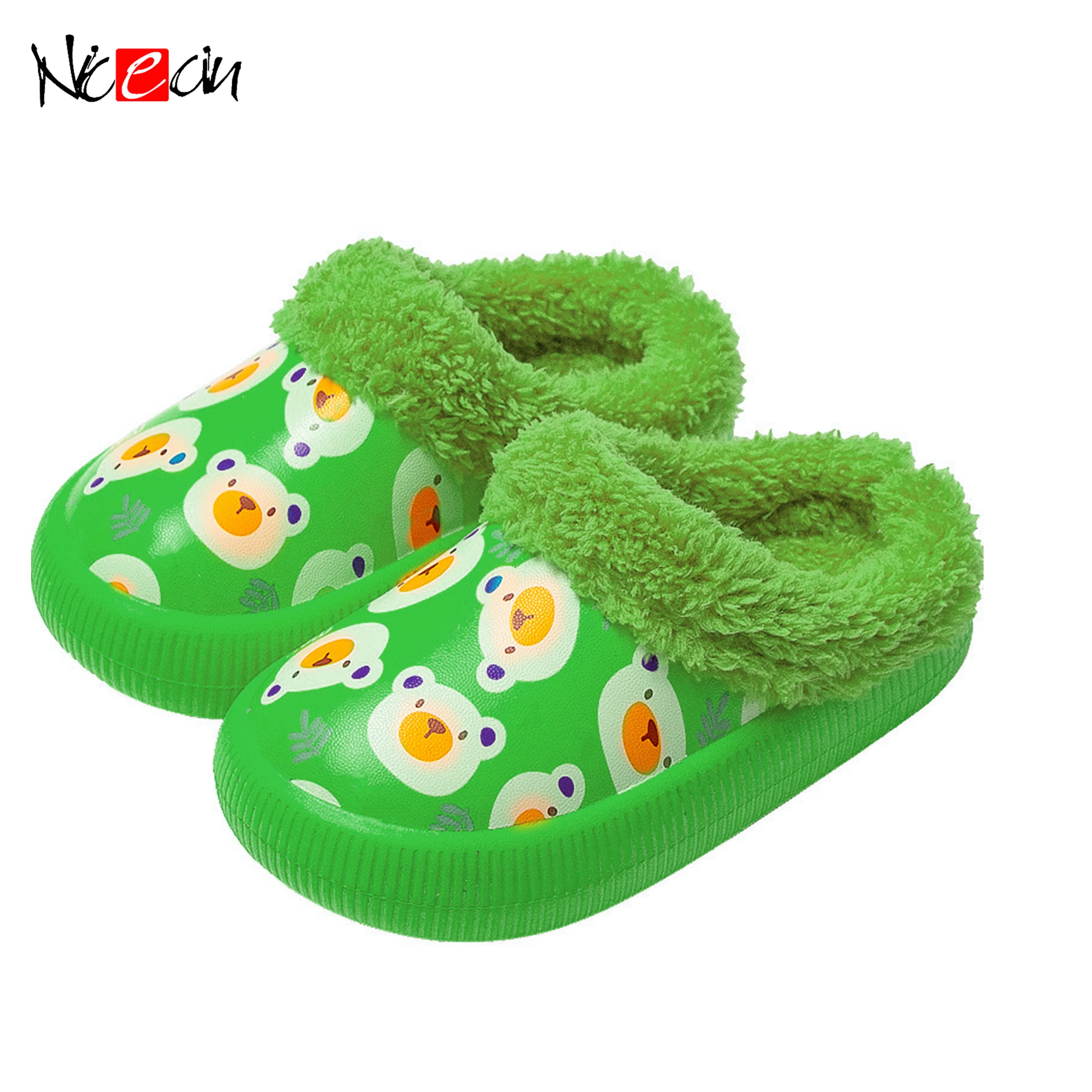 Зимние Детские домашние тапочки, Детская Хлопковая обувь, плюшевые теплые тапочки для девочек, домашние тапочки для мальчиков, симпатичная садовая обувь