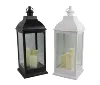 Black and White Plastic Lantern with LED Candle
