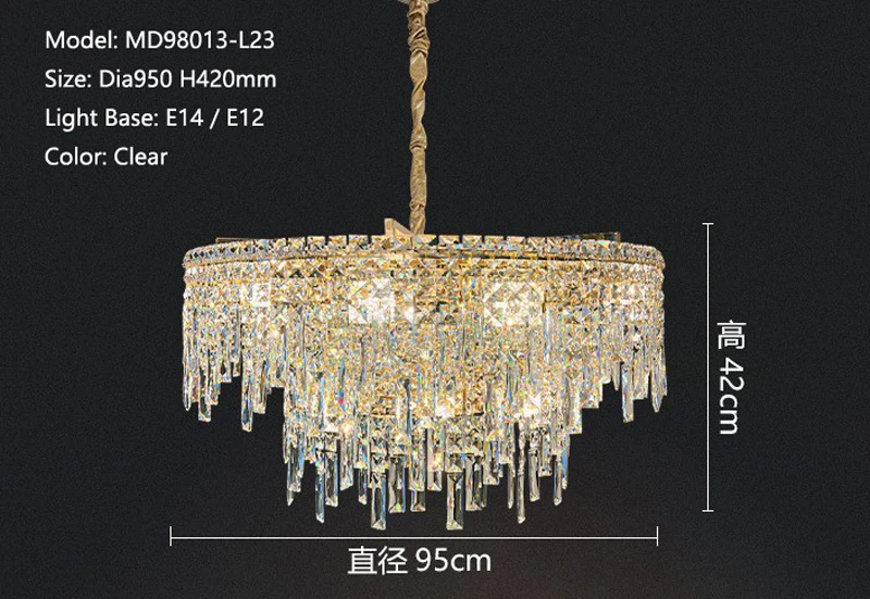 MEEROSEE Circular Pendant Light Bedroom Decorative Luxury K9 Crystal Hanging Lamp Home E14 Luxury Modern Chandelier MD98013