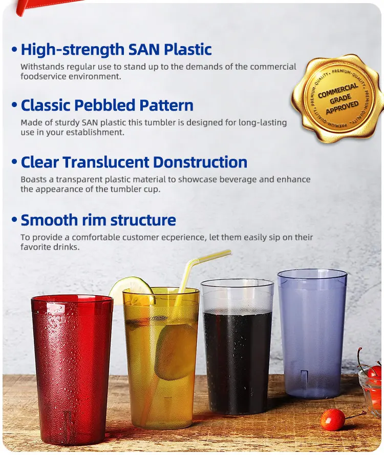 Reusable party 24oz cold drinking clear cups tumbler plastic water juice cup factory