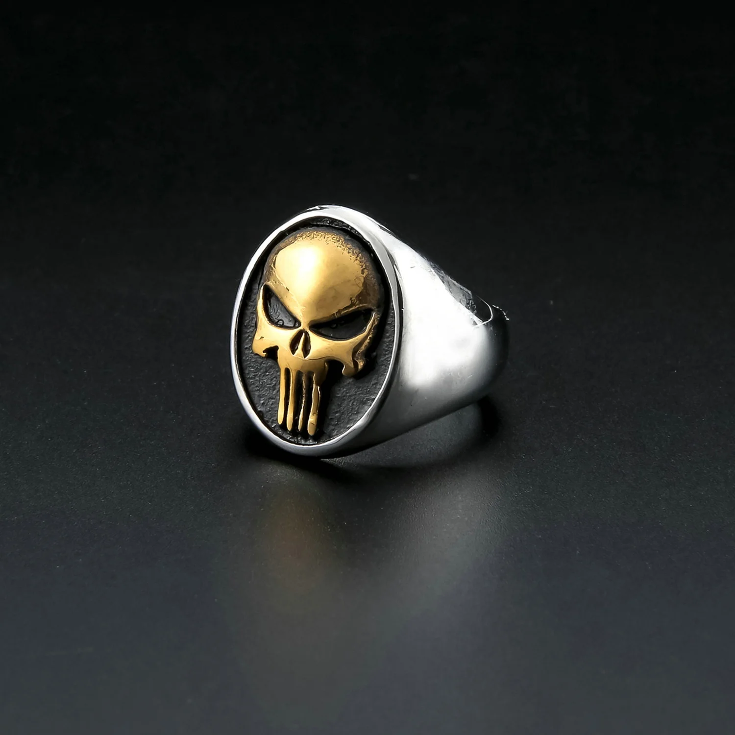 Custom Hip Hop Jewelry Motorcycle Multicolor Skull Biker Rings Black Thumb Rings Stainless Steel 18K Gold Plated Rings for Man