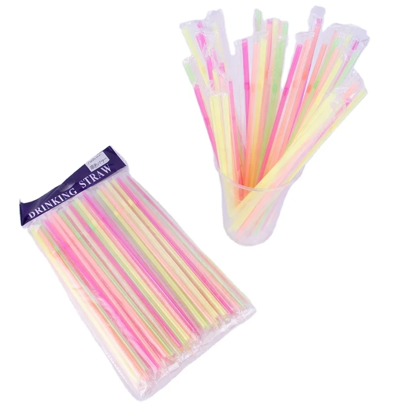 100Pcs 10.3 inch Colorful Extra Long Flexible Drinking Straws