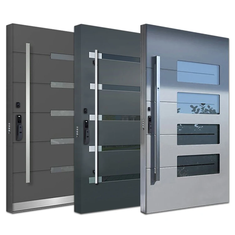 External Security Main Entrance Metal 304 Ss Stainless Steel Single Gate Door Design with Handle Smart Lock and Stopper