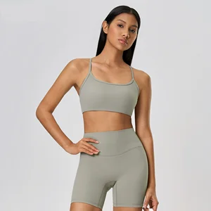 TOPKO Women's new summer yoga wear top thin belt beautiful back yoga bra vest Breathable fitness sports underwear