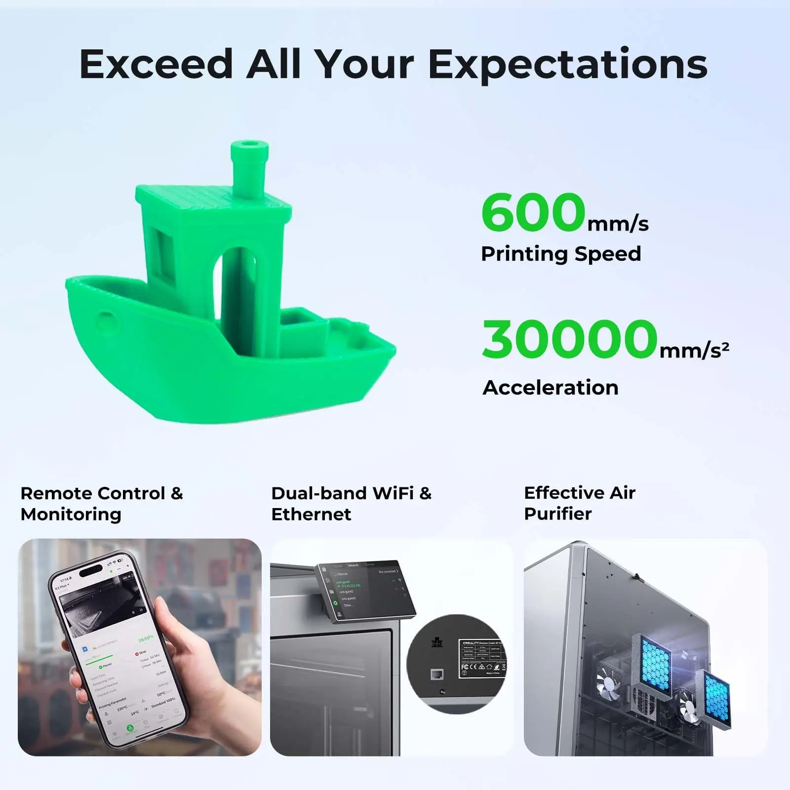 Nova impressora 3D Creality K2 Plus Combo com impressão de alta velocidade de 600 mm/s, secador de filamento de 4 cores e impressão multicolorida de 350 x 350 mm (padrão europeu)._voghion.com