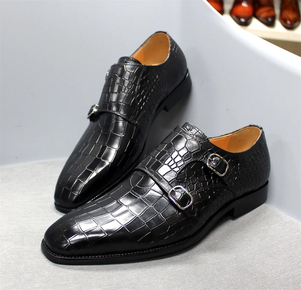 2021 Populaire Oxford Schoenen Snake Patroon Zwarte Handgemaakte