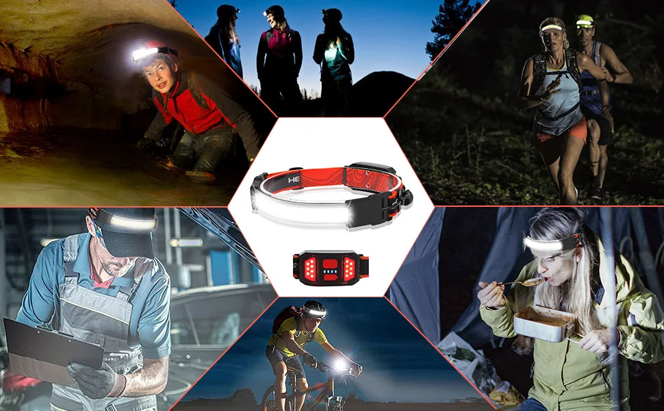 High Power Waterproof Led camping headlight Strip Wide beam USB Cob rechargeable headlamp flashlight for running manufacture