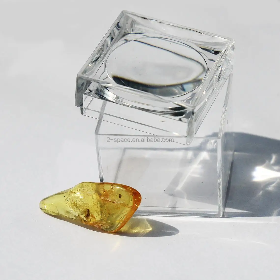 CLEAR PLASTIC DISPLAY BOX WITH MAGNIFYING LENS in LID