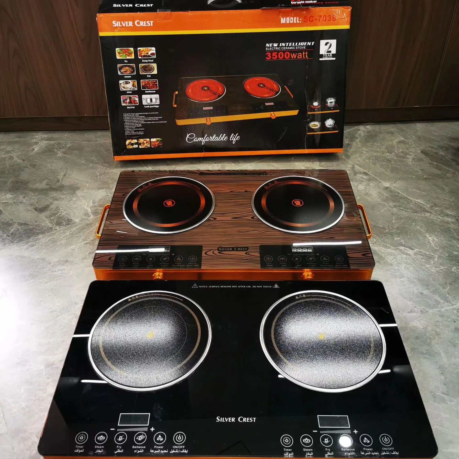 Kitchen 12v 24v Dc Induction Cooker 2 Burner Electric Ceramic Stove