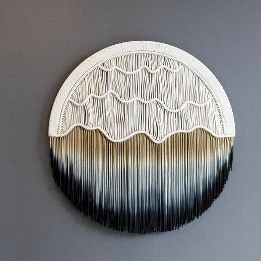 Modern Macrame Round Wall Hanging Macrame Round Dye Tapestry Wall Art Dyed for Home Living Room Wall Hangings Hand Woven