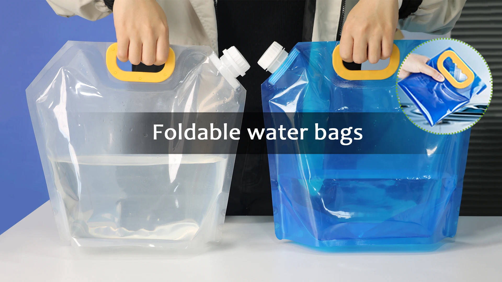 Custom Portable Handle Blue Plastic Folding 2.5 5 10 Litre Drinks Bolsa