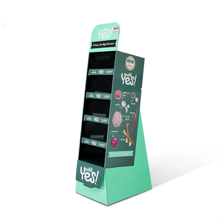 Kitchen Spice Display Stand Custom Environmentally Friendly Design Stylish Sturdy Floor-To-Ceiling Cardboard Display Stand