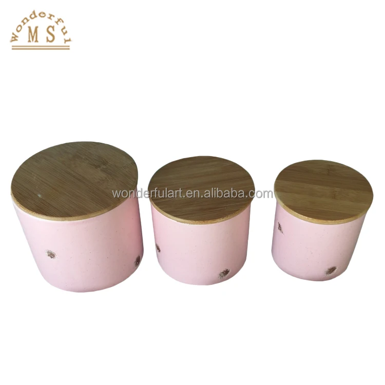 Blue Mat Candle Holder Candle Jars Custom Wood Lid Matte Empty Ceramic Wholesale 9oz 12oz White Pink Gray Black Valentine Silver