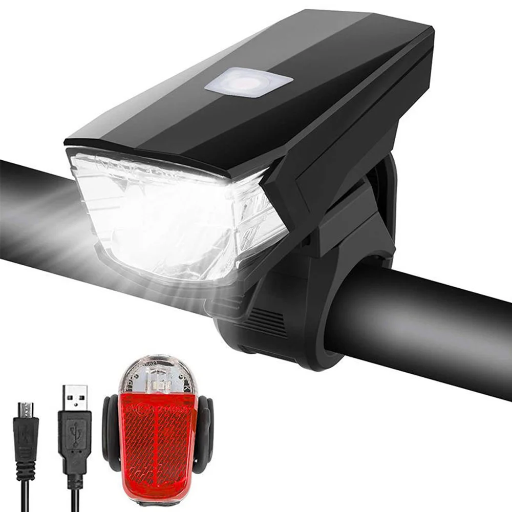 German StVZO Waterproof usb rechargeable bicycle led rear head tail handle bar lights set silicone bike accessories light