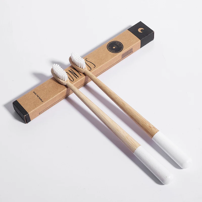 Customized Handle Color Bamboo Toothbrush Biodegradable With Colored Handle