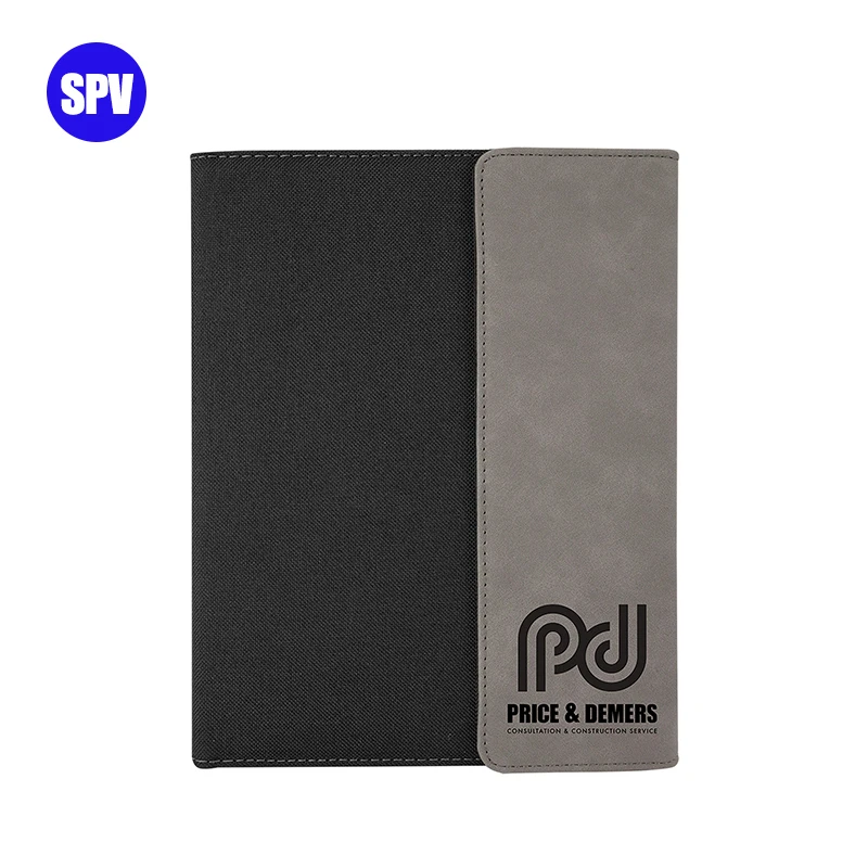 Grosir Personalisasi Folder Perencana Bisnis Organizer Portofolio Kulit Buatan Karpet Laser Kustom A4 Padfolio Kulit PU