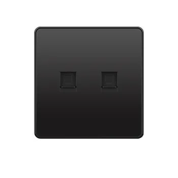 High quality black matte Pc panel Uk Double computer CAT6 socket socket  plate
