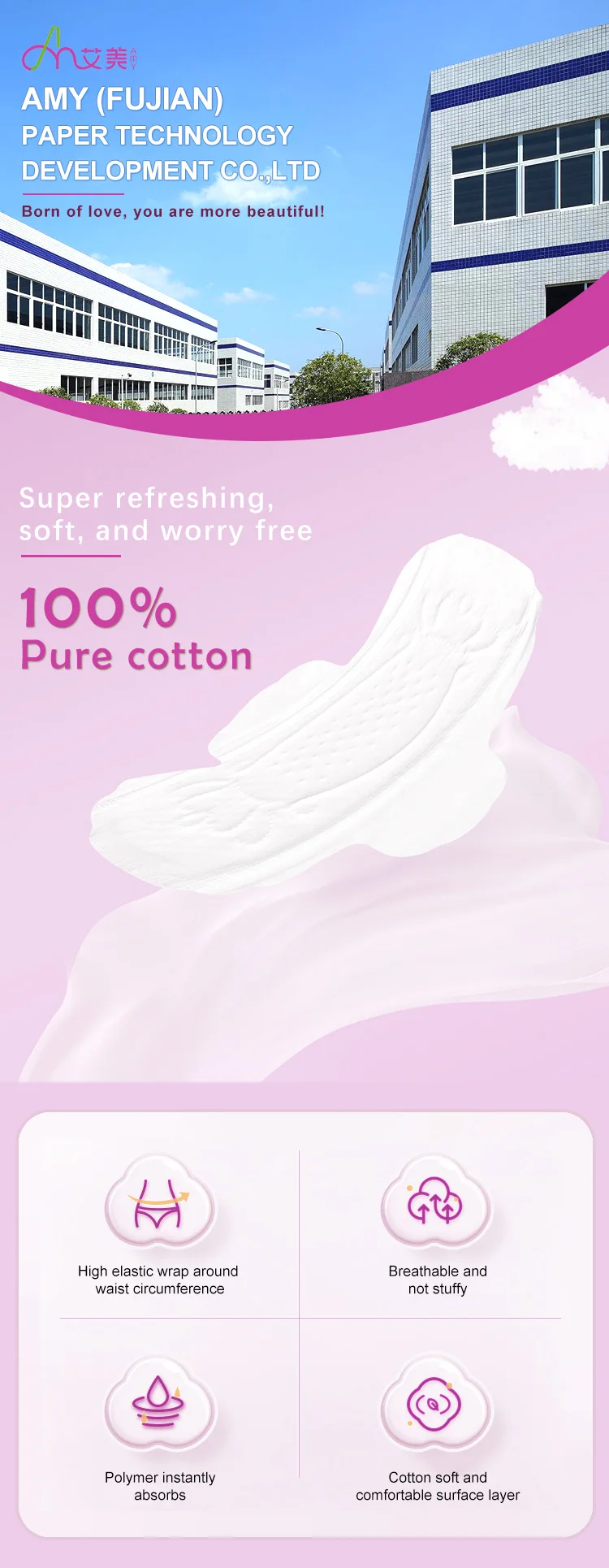 240mm Anion Energy B Grade Happy Girl Sanitary Napkin Low Moq