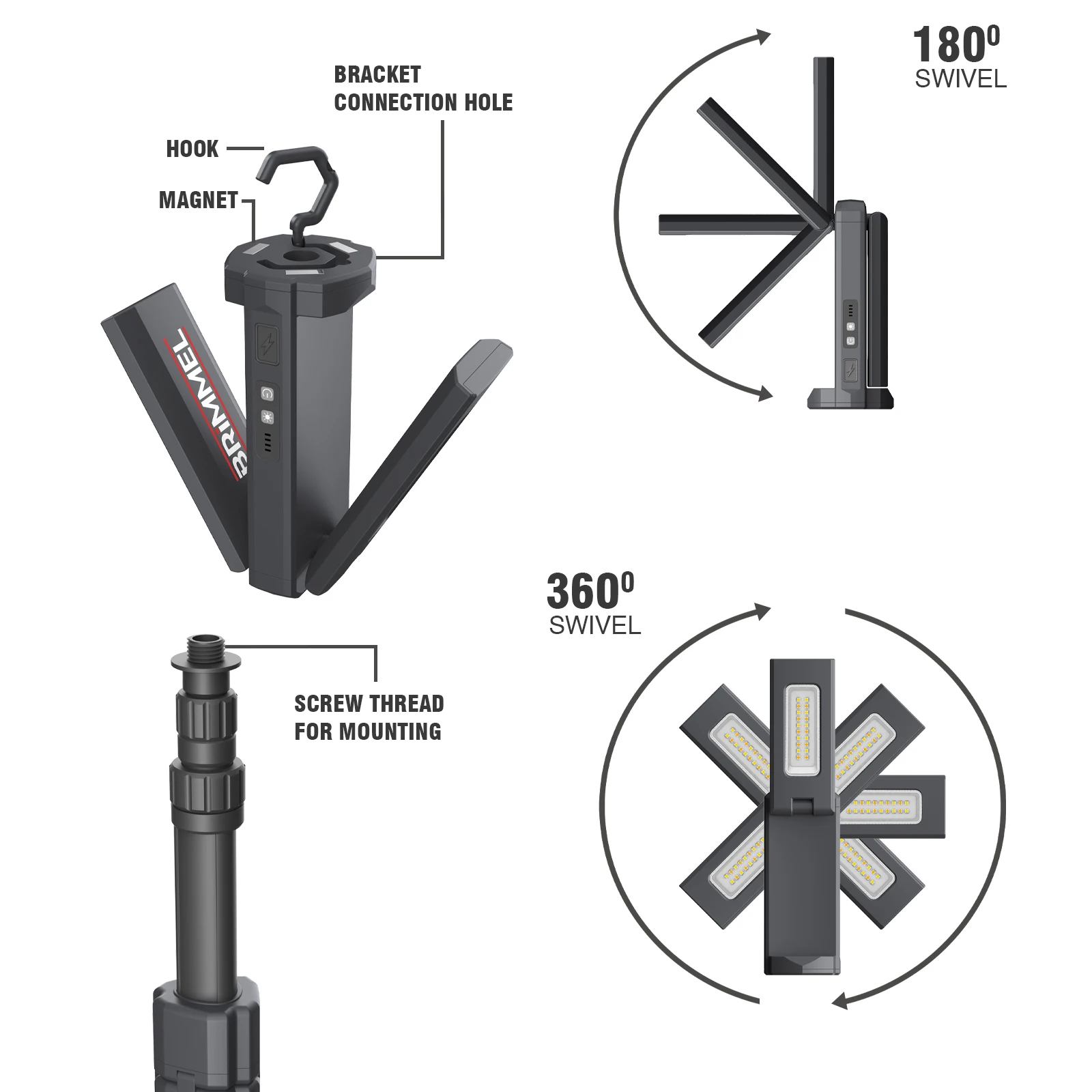 Vertak CE ROHS LED Camping Light 2000 Lumens Camp Light for Outdoor Tripod LED Work Light with Collapsible Stand
